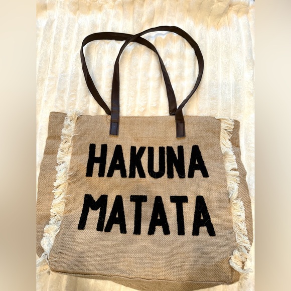 Handbags - NWOT Hakuna Matata Tan and Black Canvas Tote Bag